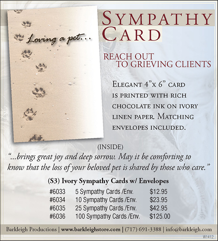 Barkleigh Productions Sympathy Card Advertisment