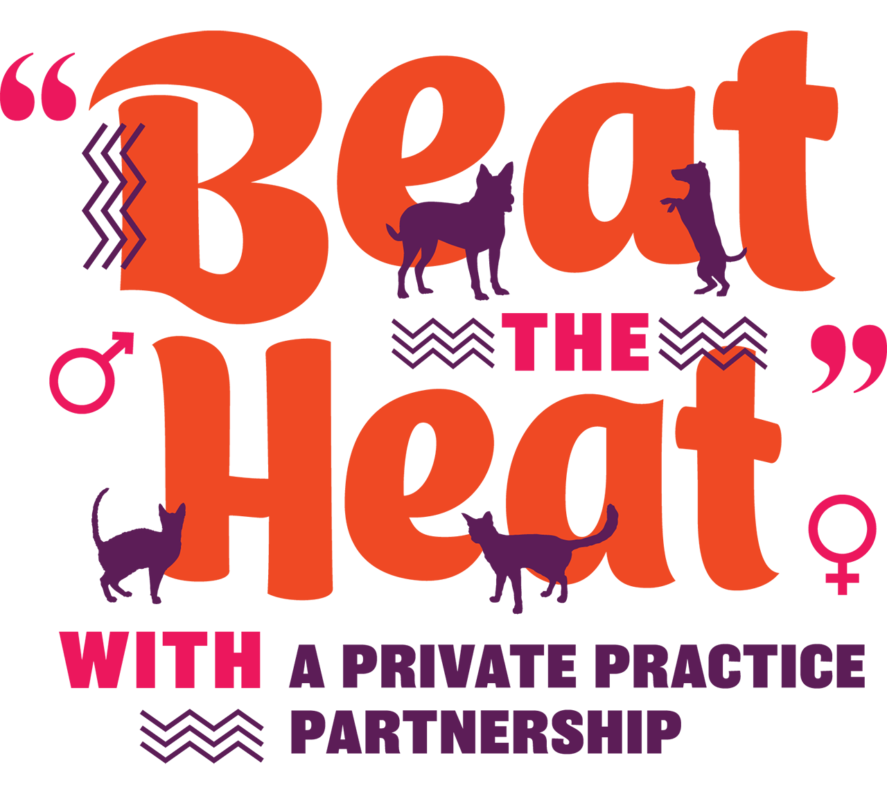 Beat the Heat with A Private Practice Partnership typographic multi-colored (orange, pink, and purple) title