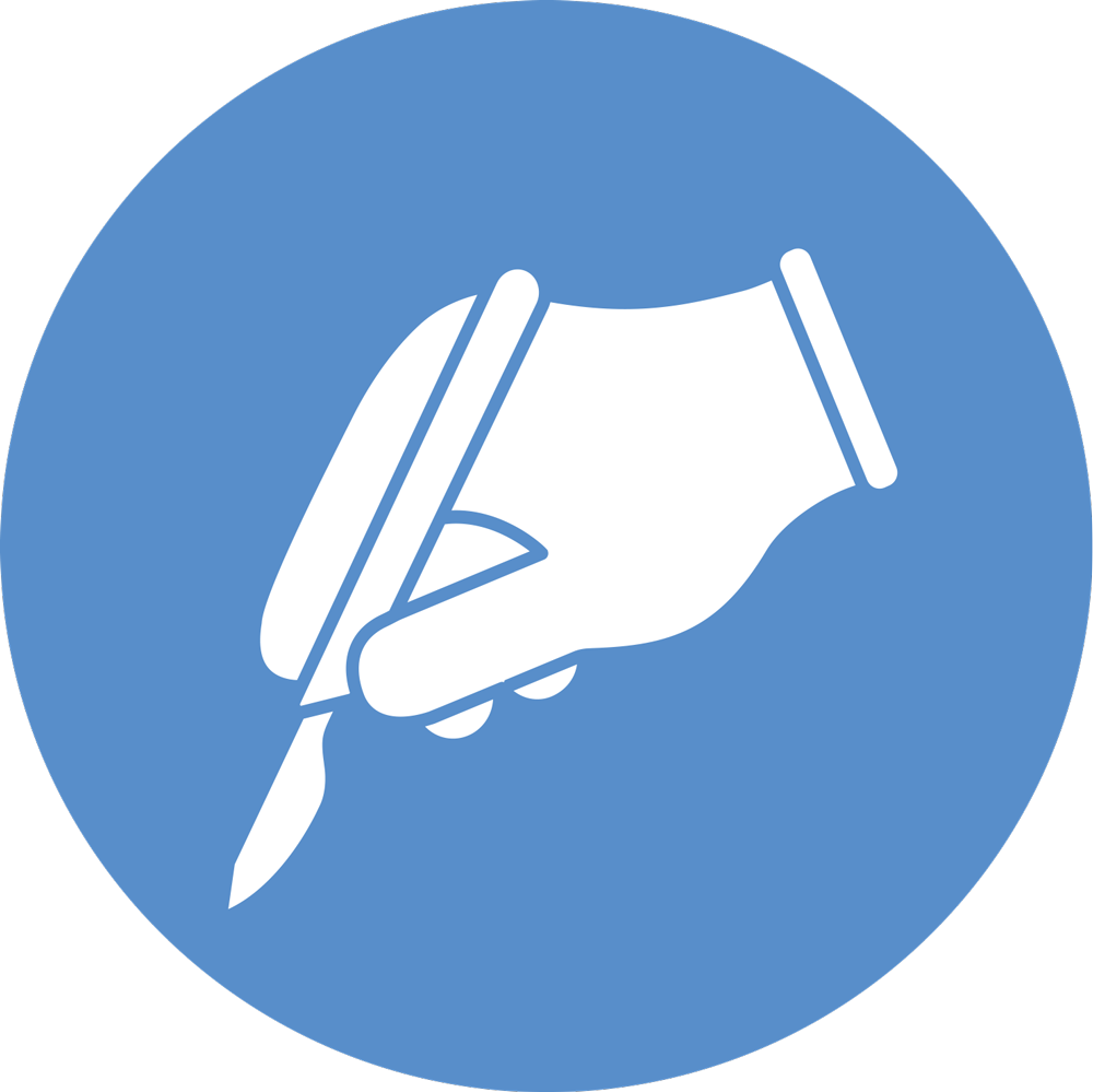 Icon of hand holding a scalpel