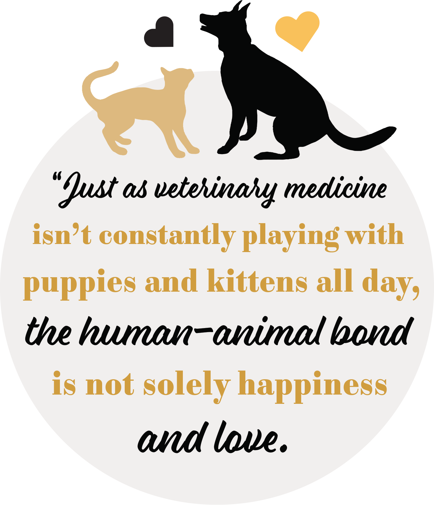 "Just as veterinary medicine isn't constantly playing with puppies and kittens all day, the human-animal bond is not soley happiness and love.