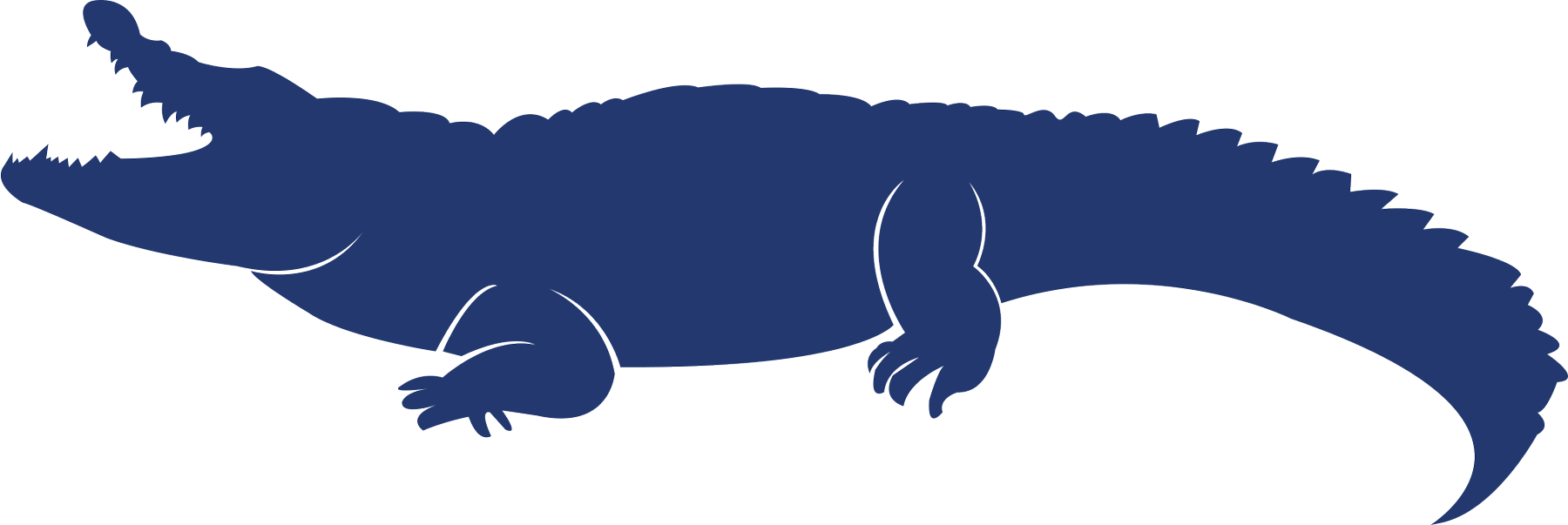 blue silhouette of an alligator