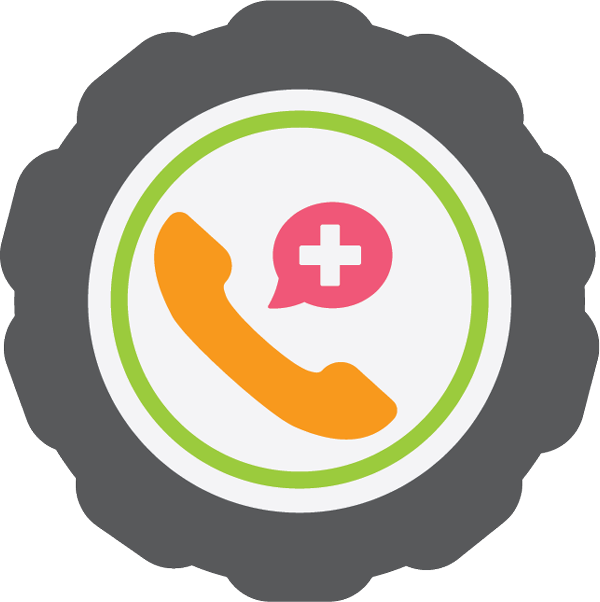 telephone with a medical symbol in a speech bubble icon