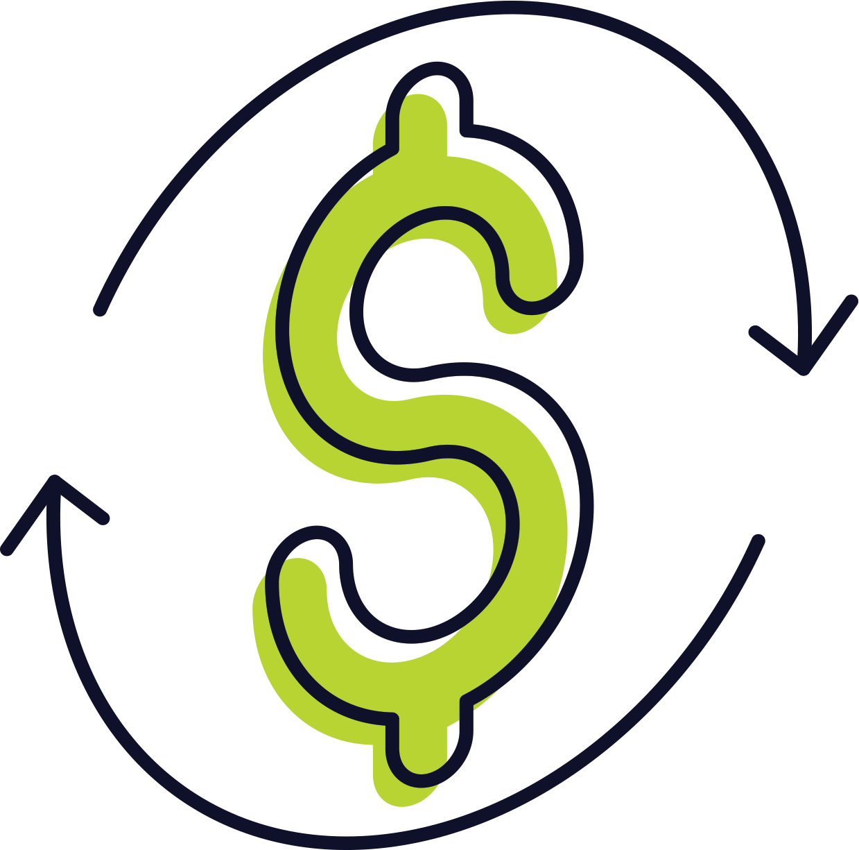 circulating dollar symbol