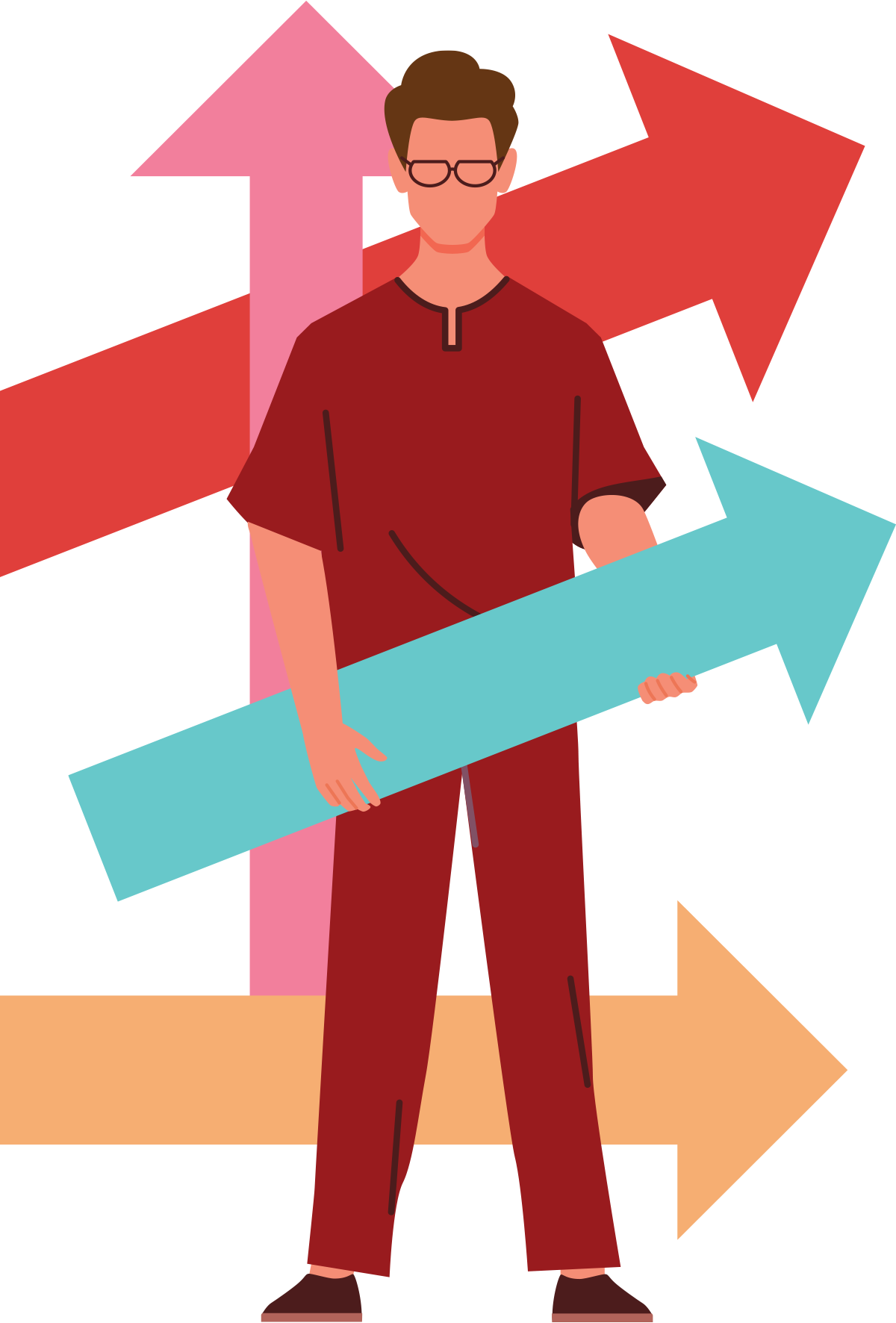vector illustration of a veterinarian holding colorful arrows