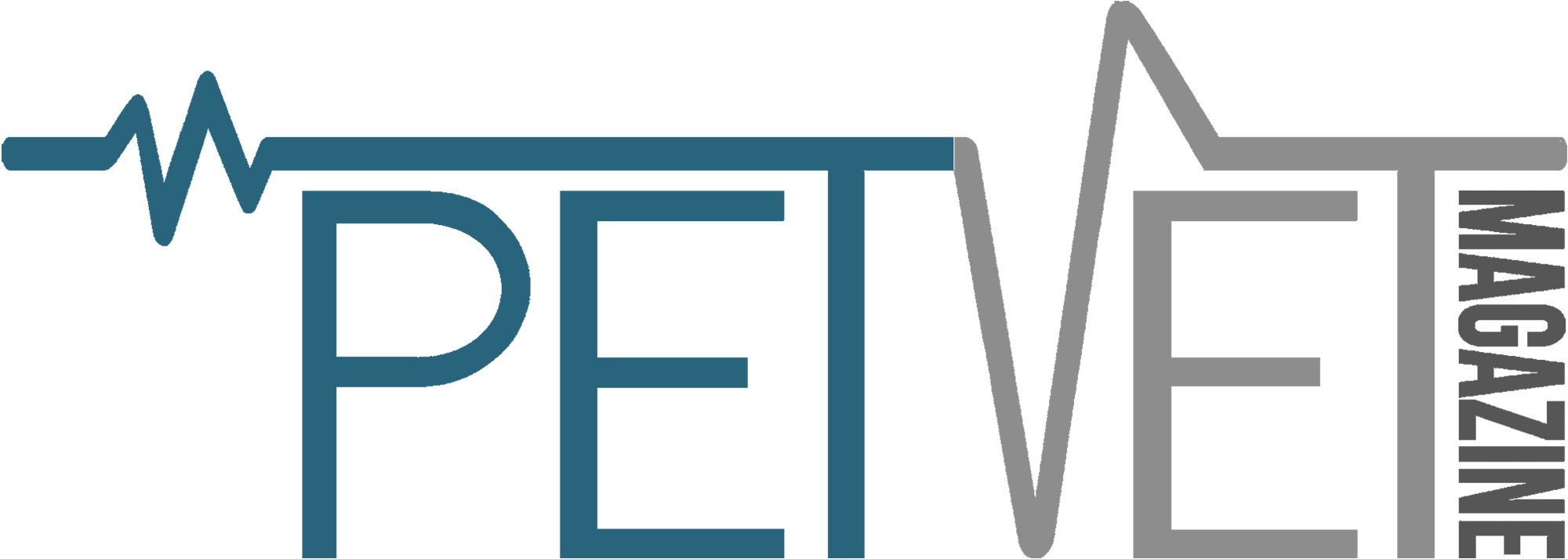 Pet Vet Magazine masthead in dark teal and grey