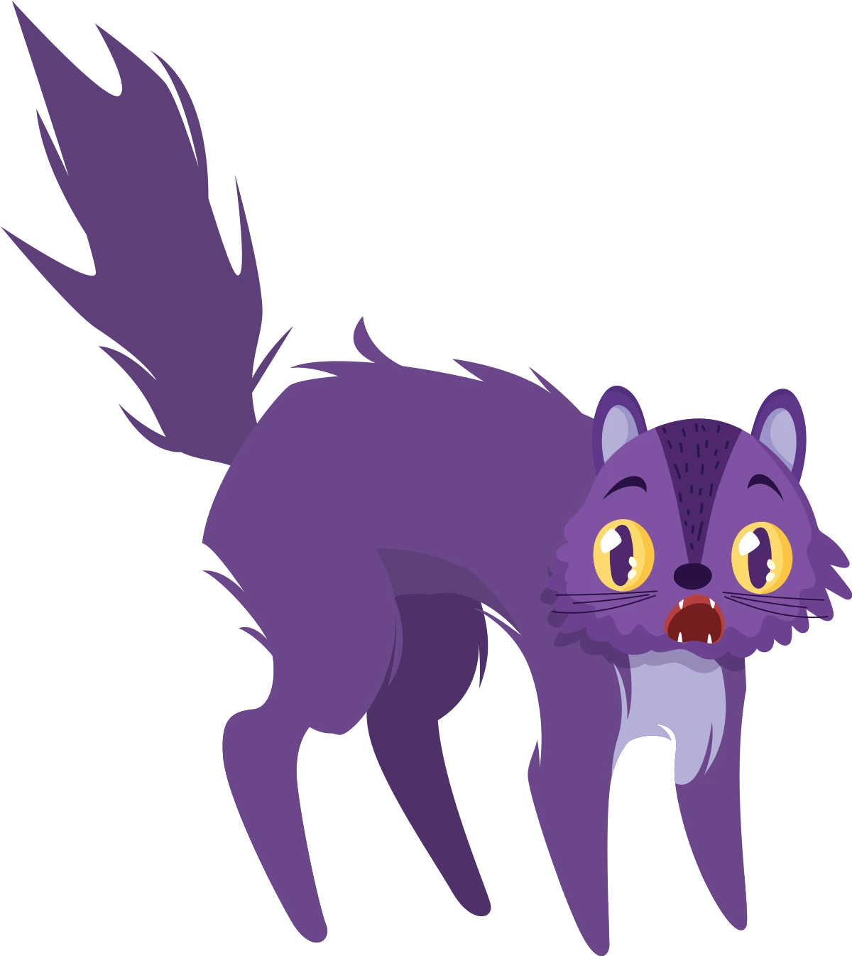 vector graphic of a scared purple cat