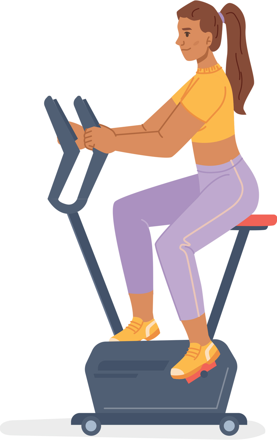 illustration of a woman on a seated cardio machine