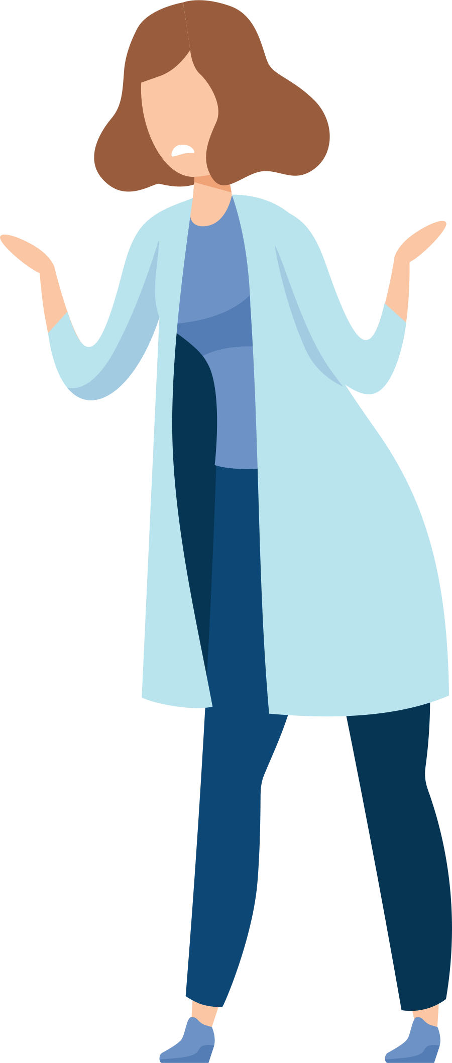 digital illustration of distressed woman with hands up