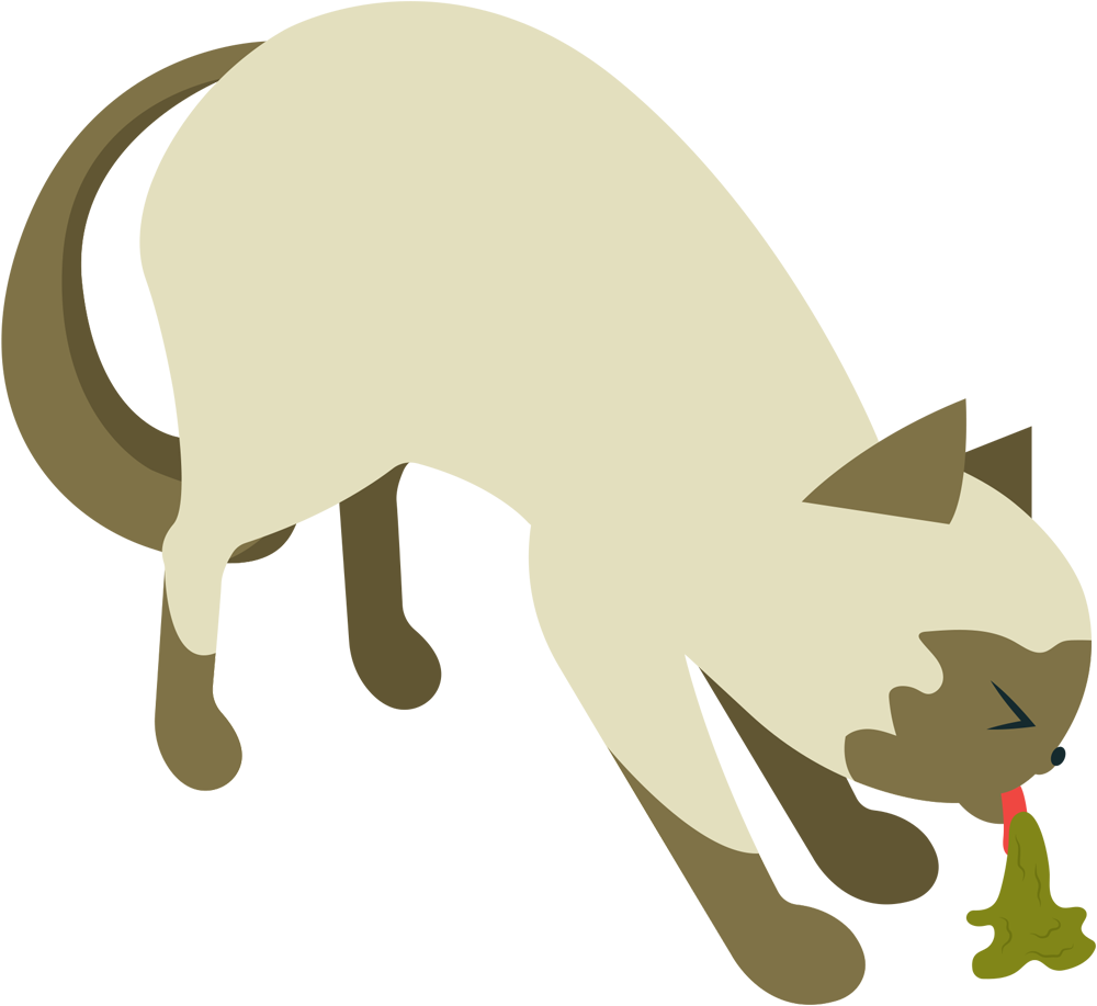 illustration of a cat coughing up a hairball