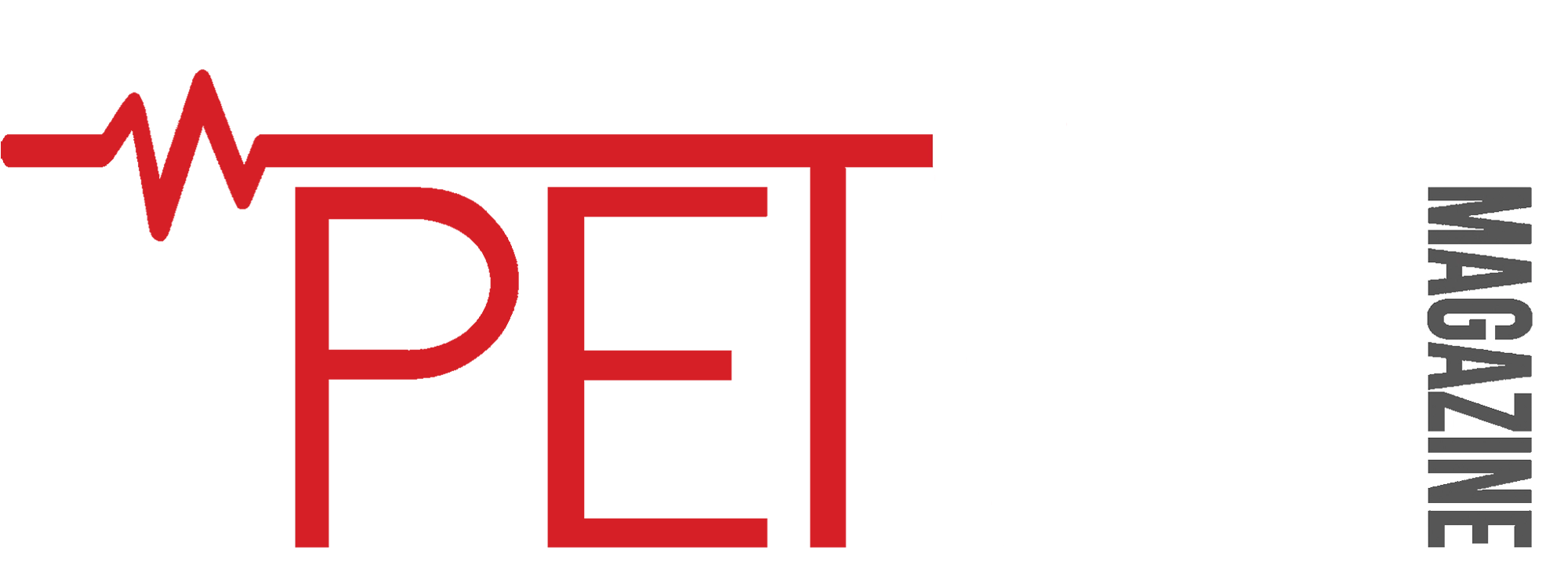 Pet Vet Magazine masthead in red, white and grey