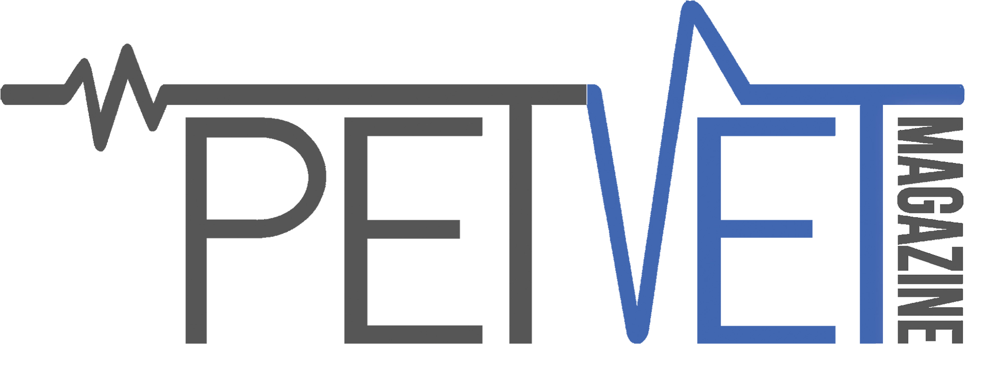 Pet Vet Magazine masthead in grey and muted blue