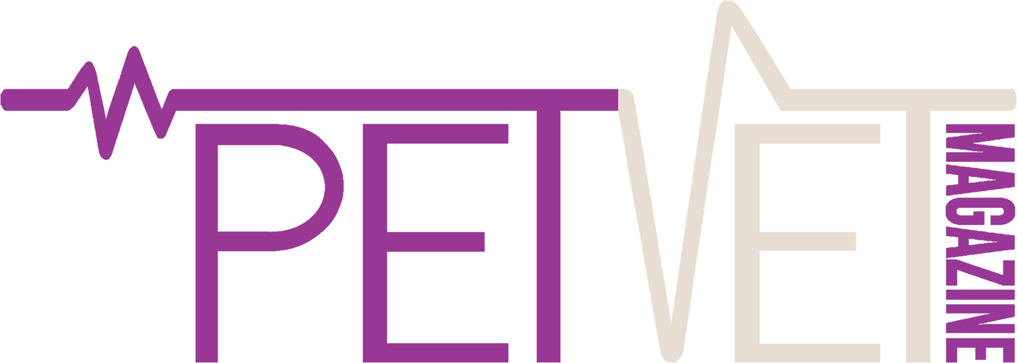 Pet Vet Magazine masthead in magenta and muted beige