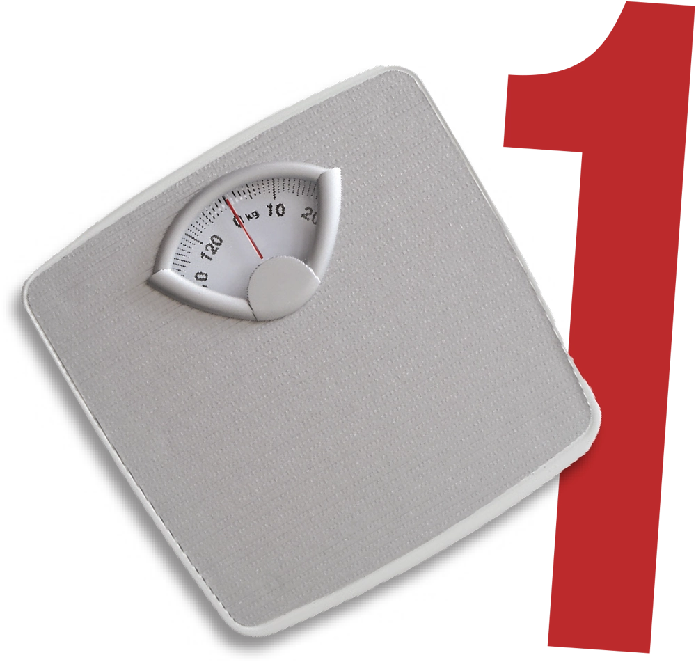 a weight scale beside the number 1