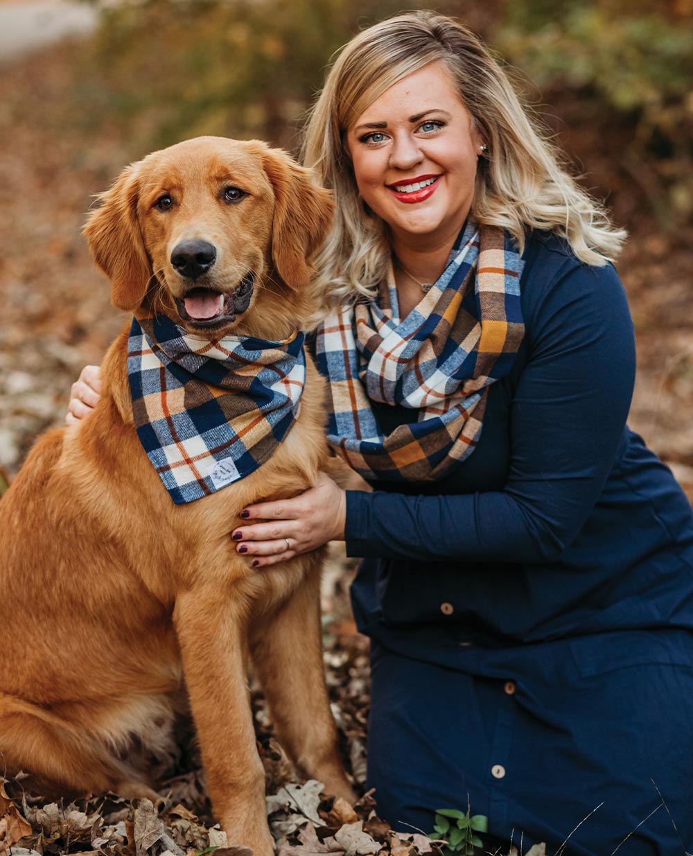 Dr. Emily Dohrman with her Golden Retriever.