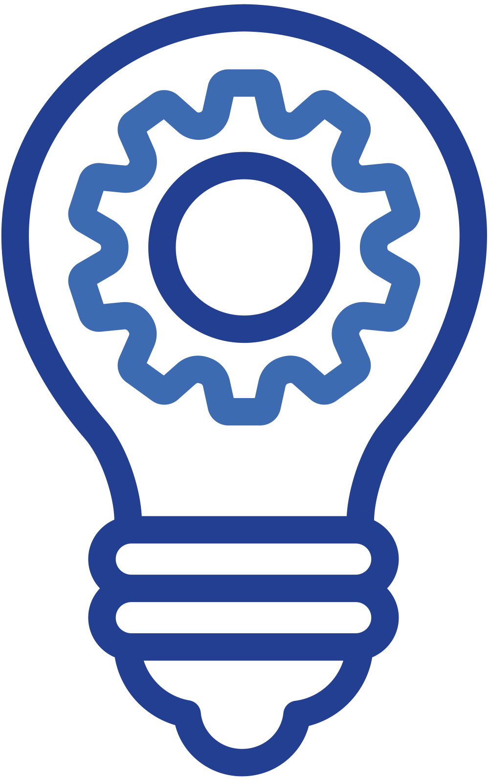 blue digital vector illustration of a lightbulb 