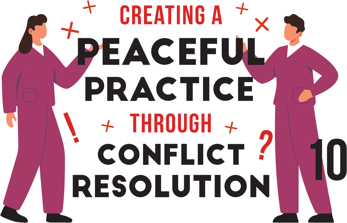 Creating a Peaceful Practive Through Conflict Resolution article imagery and typography